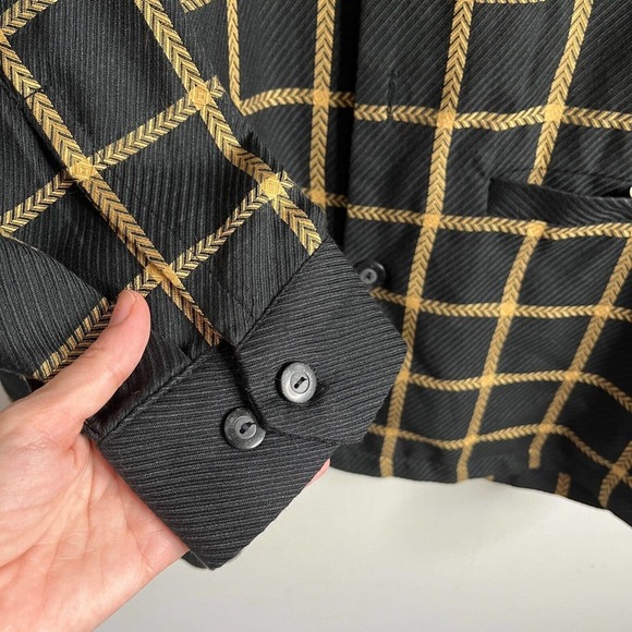 Plaid Button Down Shirt - Black and Gold - Picture 5 of 11